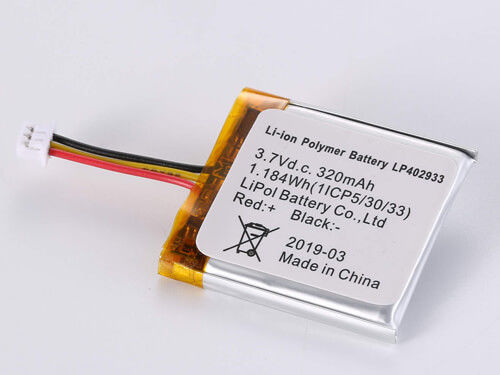 কেনা শক্তিশালী 3.7V 320MAH LP402933 লিথিয়াম আয়ন ব্যাটারি 500-1000 চক্র এবং বিস্তৃত তাপমাত্রা পরিসীমা সহ অনলাইনে উৎপাদন
