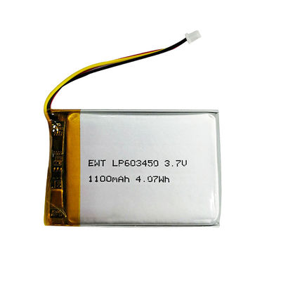 কালো লিথিয়াম পলিমার ব্যাটারি রিচার্জযোগ্য 3.7v 1100mah লিপো ব্যাটারি প্যাক