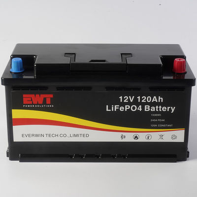 সৌরজগতের জন্য দীর্ঘস্থায়ী 12V 120AH Lifepo4 ব্যাটারি প্যাক কালো চার্জ বর্তমান