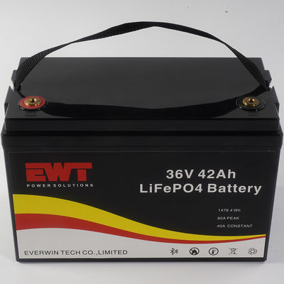 কালো পোর্টেবল 36V 42AH LifePo4 ব্যাটারি প্যাক পাওয়ার সাপ্লাই জন্য চার্জযোগ্য এবং দীর্ঘস্থায়ী