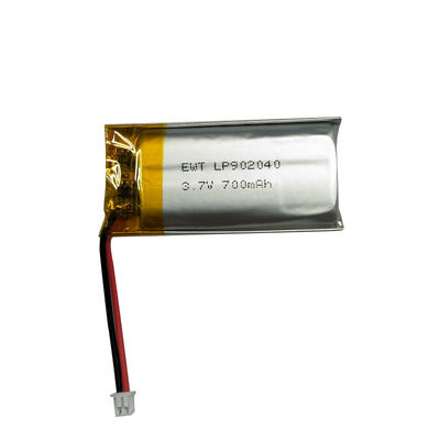 LP902040 3.7V 700MAH প্রিজম্যাটিক পলিমার লিথিয়াম ব্যাটারি কাস্টমাইজযোগ্য এবং সমর্থিত কারখানা OEM/ODM