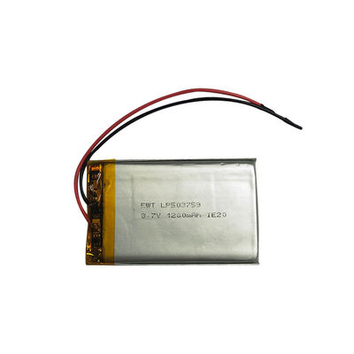 LP503759 3.7V 1200mAh লি-পলিমার পাওয়ার সেল 1C এর সর্বোচ্চ চার্জিং বর্তমান সহ