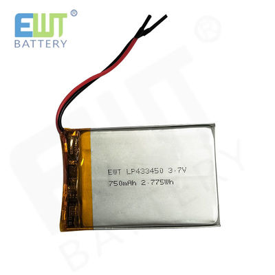 LP433450 3.7V 750mAh Li-Polymer পাওয়ার সেল ওভার-ডিসচার্জ সুরক্ষা সহ