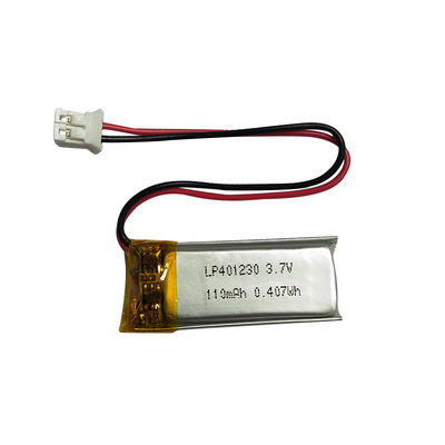 1S1P লি-পলিমার পাওয়ার সেল LP401230 3.7V 110mAh পিসিএম সহ চূড়ান্ত শক্তি সঞ্চয় সমাধান