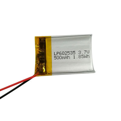 LP602535 3.7V 500mAh লিথিয়াম পলিমার ব্যাটারি IEC62133 সার্টিফিকেশন এবং Contant Discharge Current 1C সহ
