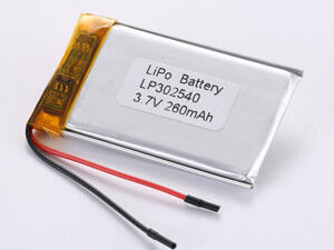 LP302540 3.7V 260MAH উচ্চ হার টাইপ লিথিয়াম পলিমার ব্যাটারি পরিবেশগত প্রভাব বিষাক্ত পদার্থ রয়েছে 12 মাস গ্যারান্টি