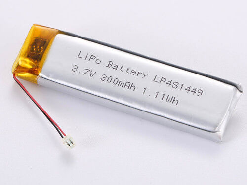 LP481449 3.7V 300MAH JST ডিসচার্জ সংযোগকারী উচ্চ ক্ষমতাযুক্ত পেশাদার অ্যাপ্লিকেশনগুলির জন্য LiPo প্যাক -20 থেকে 45 ডিগ্রি সেলসিয়াস