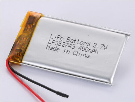 UN38.3 সার্টিফাইড LP352745 3.7V 400MAH লিথিয়াম পলিমার ব্যাটারি দ্রুত 2 ঘন্টা চার্জিং এবং বর্ধিত 4-6 ঘন্টা নিষ্কাশন জন্য