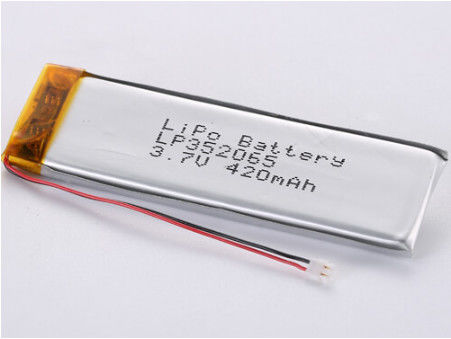LP352065 3.7V 420MAH লিথিয়াম পলিমার ব্যাটারি 50mm লাল এবং কালো তারের সঙ্গে ROHS সার্টিফাইড 12 মাসের গ্যারান্টি