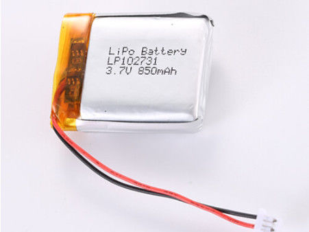 OEM/ODM সমর্থন 3.7V 850MAH JST সংযোগকারী লিথিয়াম পলিমার ব্যাটারি LP102731 -20°C থেকে 60°C উচ্চ কার্যকারিতা জন্য