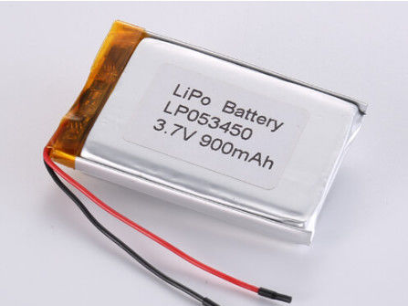 LP053450 3.7V 900MAH লিথিয়াম আয়ন ব্যাটারি নির্মাতারা রাসায়নিক গঠন লিথিয়াম পলিমার উচ্চ ক্ষমতা LiPo প্যাক নিষ্কাশন তাপমাত্রা -20°C থেকে 60°C