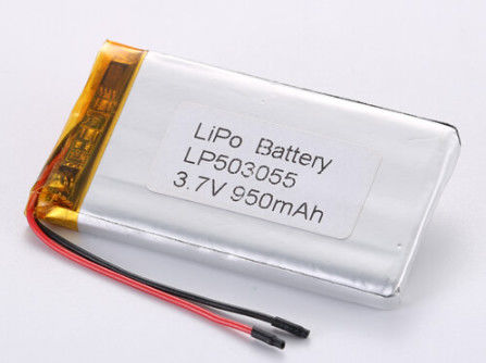 LP503055 3.7V 950MAH লিথিয়াম আয়ন ব্যাটারি নির্মাতারা দীর্ঘস্থায়ী লিথিয়াম পলিমার রিচার্জেবল ব্যাটারি স্রাব তাপমাত্রা -20°C থেকে 60°C