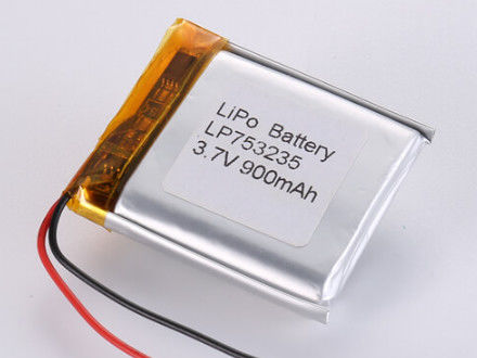 LP753235 3.7V 900MAH লিথিয়াম আয়ন ব্যাটারি নির্মাতারা চার্জযোগ্য পলিমার লিথিয়াম আয়ন রিচার্জেবল সেল -20°C থেকে 60°C আপনার প্রয়োজনের জন্য নিষ্কাশন তাপমাত্রা