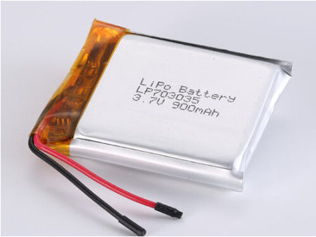 LP703035 3.7V 900MAH লিথিয়াম পলিমার ব্যাটারি সুরক্ষিত সার্কিট এবং -20°C থেকে 60°C পর্যন্ত ডিসচার্জিং তাপমাত্রা সহ