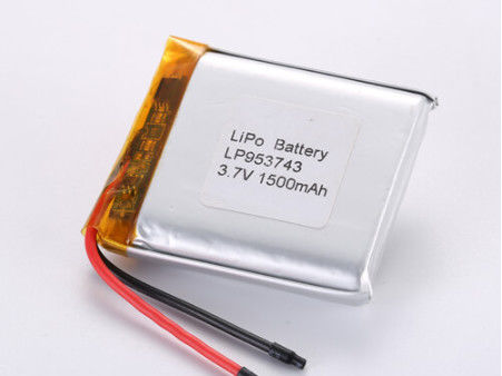 LP953743 3.7V 1500MAH লিথিয়াম আয়ন ব্যাটারি নির্মাতারা দীর্ঘস্থায়ী লিথিয়াম পলিমার রিচার্জেবল ব্যাটারি -20°C থেকে 60°C সর্বোচ্চ ফলাফলের জন্য গ্রেড