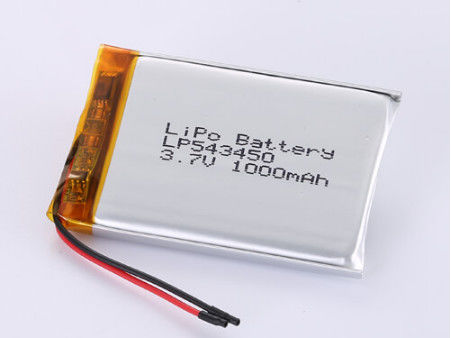 LP543450 3.7V 1000MAH লি-আয়ন ব্যাটারি বোতাম অ্যাপ্লিকেশনের জন্য গ্রেড এ RoHS সার্টিফাইড এবং 1C পিক স্রাব হার
