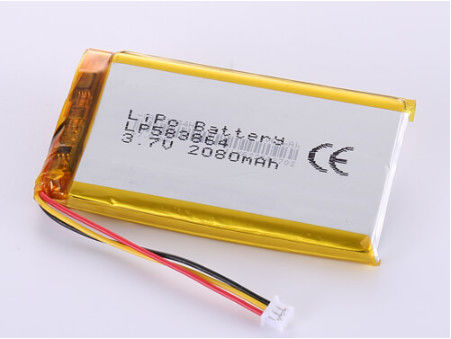 OEM গ্রহণযোগ্য LP583864 3.7V 2080MAH লি-আয়ন ব্যাটারি প্রস্তুতকারক 1 বছরের শেল্ফ লাইফ এবং উচ্চ ক্ষমতা LiPo প্যাক
