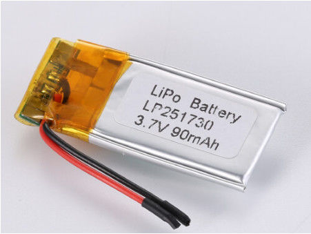 চার্জযোগ্য 3.7V 90MAH লি-আয়ন ব্যাটারি নির্মাতারা, PCB সুরক্ষিত লিথিয়াম পলিমার ব্যাটারি ওভারকন্ট্রাক্ট সুরক্ষা সহ
